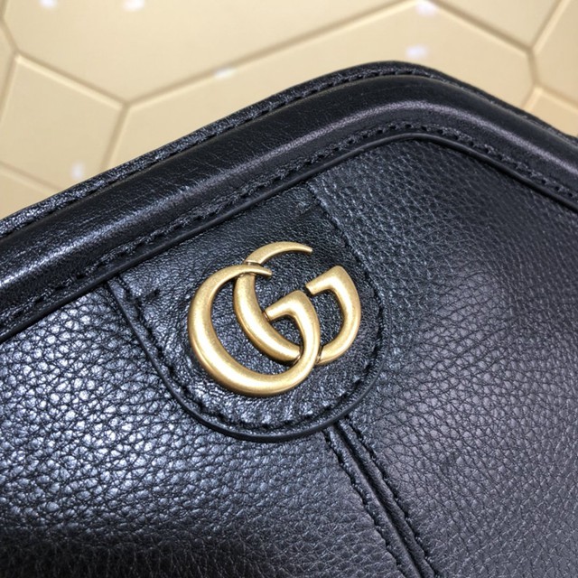 Gucci經典款女包 524620 古馳GUCCI新品REBELLE小號復古風格購物袋 古奇黑色全皮手提包  gqy2905